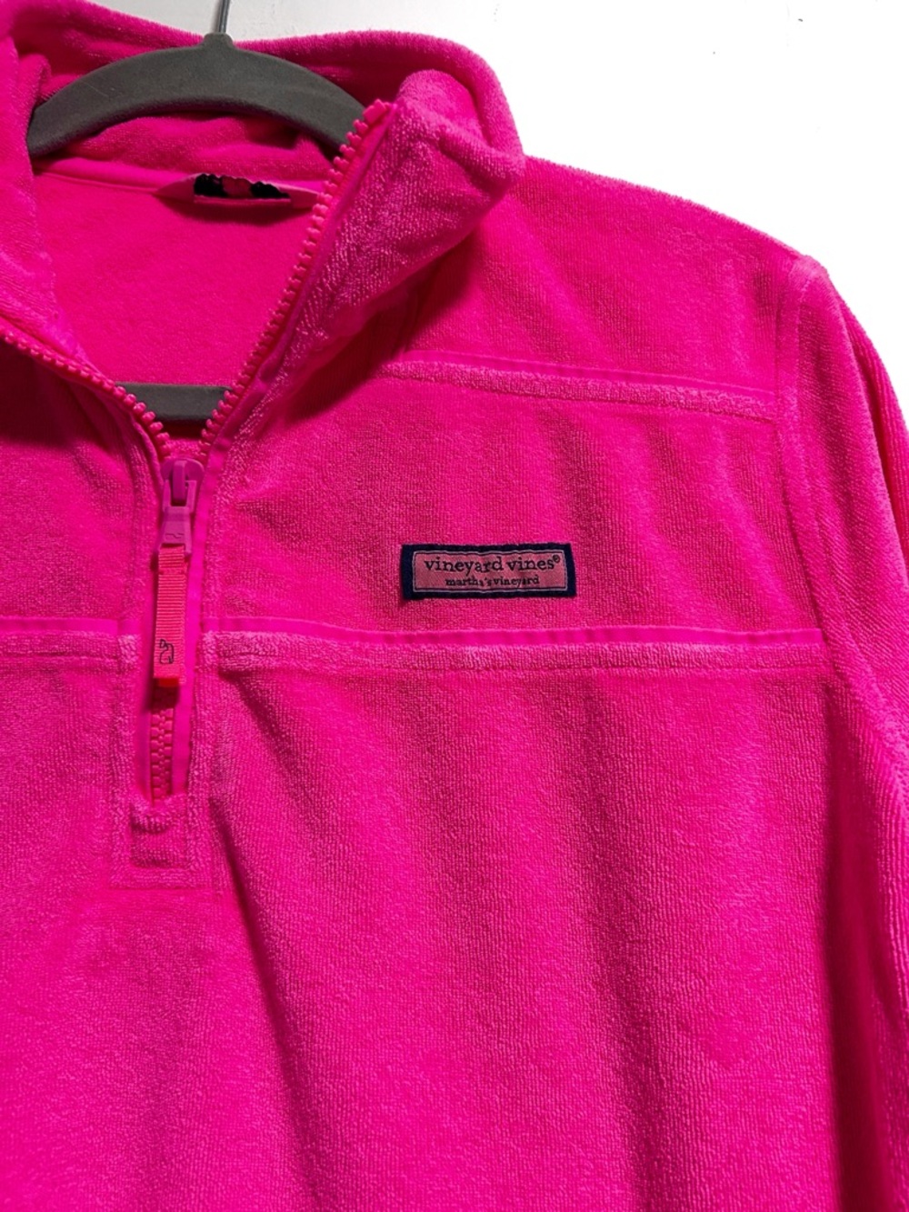 Vineyard Vines Terry Towel Shep Shirt Hot Pink Women’s Small Quarter Zip Long